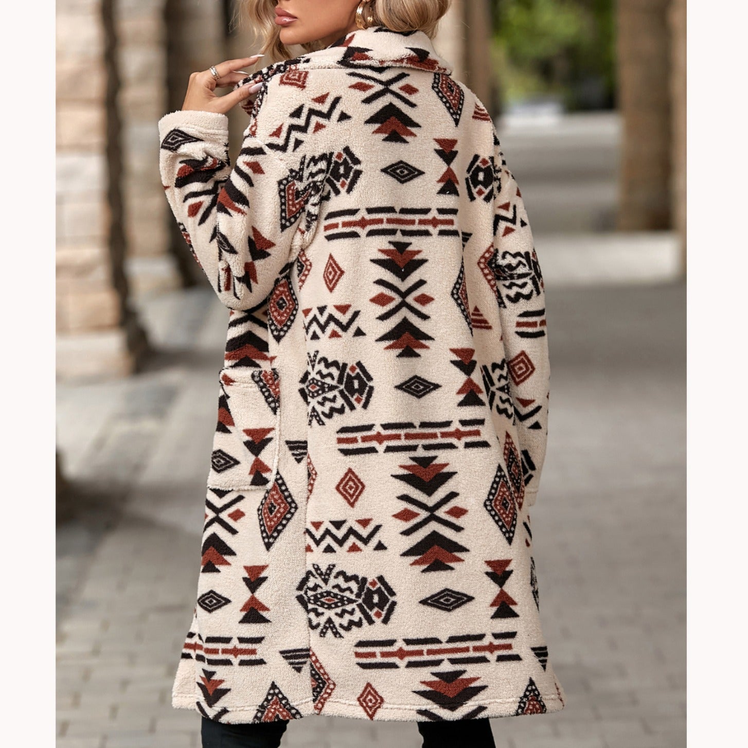 Wholesale Velvet Western Style Aztec Plush Long Coat